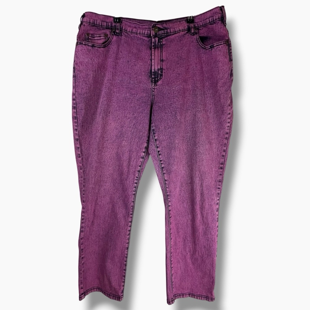 Vintage Y2K Diane Gilman DG2 Pink Acid Washed Stretch Jeans 18 W Straight